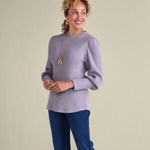 SOFT SURROUNDINGS Melina Waffle Pullover Sweater Vintage Lavender Heather Large